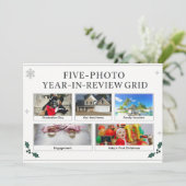 "Five-Photo Year-in-Review Grid Holiday Card シーズンカード (スタンド正面)