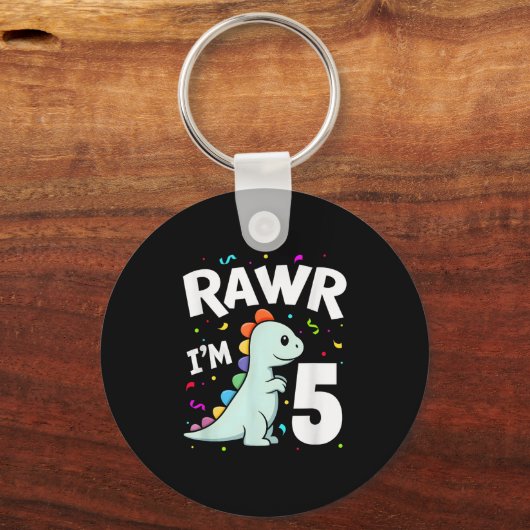 Five Rawr Im 5 Years Old T-rex Dinosaur 5th Birthd キーホルダー (正面)