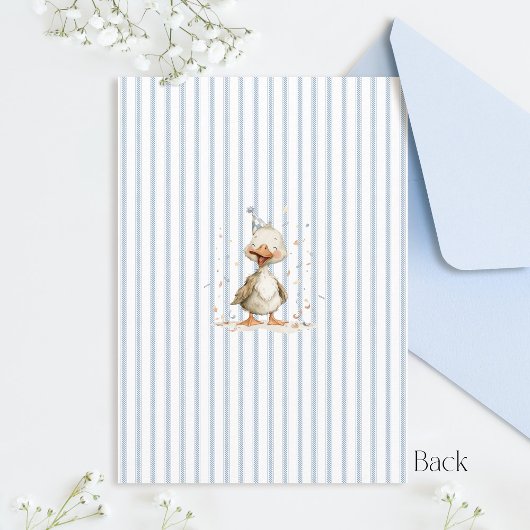 FIVE Silly Goose Cute Pinstripe Boy 4th Birthday 招待状