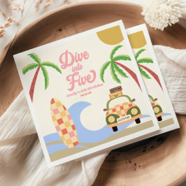 Five Surf Pink 5th Birthday Partyにダイビング スタンダードカクテルナプキン