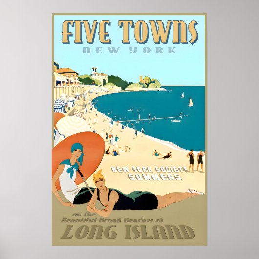 Five Towns Long Island New York South Shore Beach ポスター (正面)