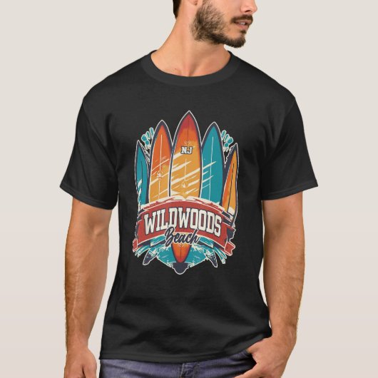 FIVE VINTAGE SURFBOARDS  Wildwoods Beach NJ Tシャツ (正面)
