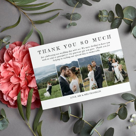 Five Wedding Photos Sketched Font Thank You サンキューカード