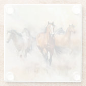 “Five Wild Mustangs” 荒々しいウエスタン+ウォーターカラー ガラスコースター (裏面)