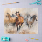 “Five Wild Mustangs” 荒々しいウエスタン+ウォーターカラー 薄葉紙 (クラフト)