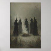 Five Witches in Long Cloaks Standing in Gothic ポスター (正面)