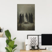 Five Witches in Long Cloaks Standing in Gothic ポスター (ホームオフィス)