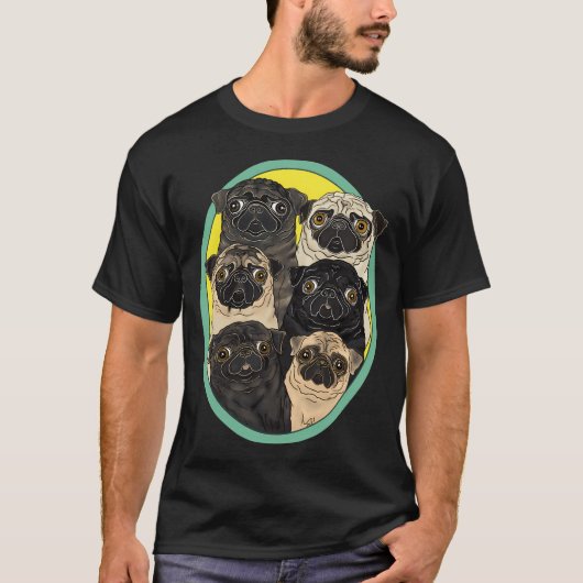 FivePugsによるシックスパグ Tシャツ (正面)