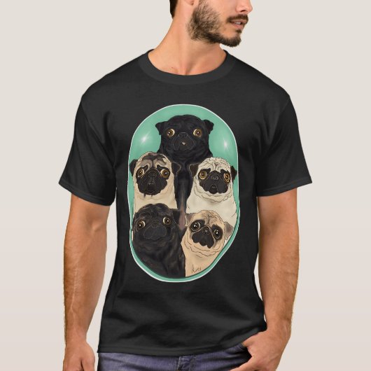 FivePugsによる五匹のパグ Tシャツ (正面)