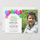 FIVEtastic 5誕生日バルーンブルー写真 招待状 (正面)