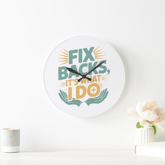 Fix Backs It’s What I Do Chiropractor Quote ラージ壁時計 (ホーム)