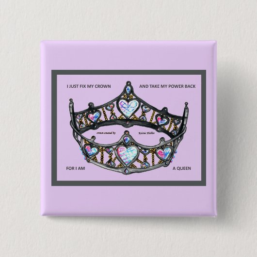 Fix my crown take power back am queen pink silver 缶バッジ (正面)