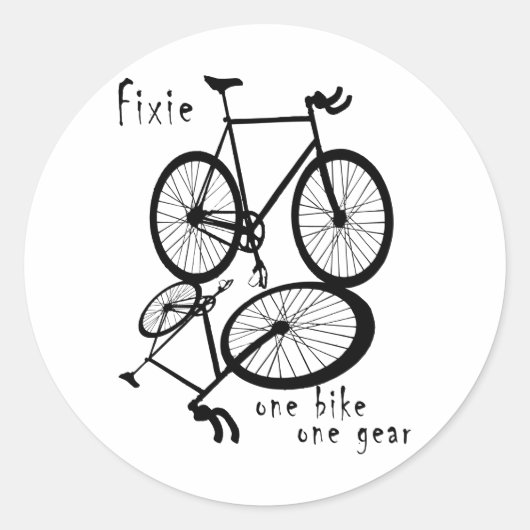 Fixie - 1台の自転車1ギア ラウンドシール (正面)