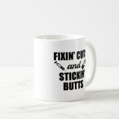 Fixinの切口およびStickinのお尻のおもしろいなナースは襲います コーヒーマグカップ (正面右)
