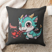 Fiyaaah Cute Baby Dragon Chibi Anime Kawaii Heart クッション (ブランケット)