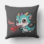 Fiyaaah Cute Baby Dragon Chibi Anime Kawaii Heart クッション (裏面)
