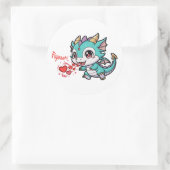 Fiyaaah Cute Baby Dragon Chibi Anime Kawaii Heart ラウンドシール (バッグ)