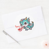 Fiyaaah Cute Baby Dragon Chibi Anime Kawaii Heart ラウンドシール (封筒)