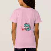 Fiyaaah Cute Baby Dragon Chibi Anime Kawaii Heart Tシャツ (裏面)