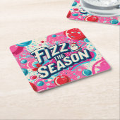 Fizz the Season Playful Christmas Coaster スクエアペーパーコースター (アングル)
