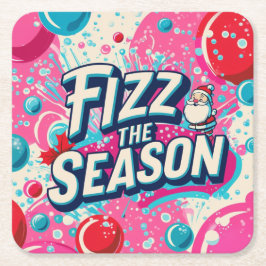 Fizz the Season Playful Christmas Coaster スクエアペーパーコースター