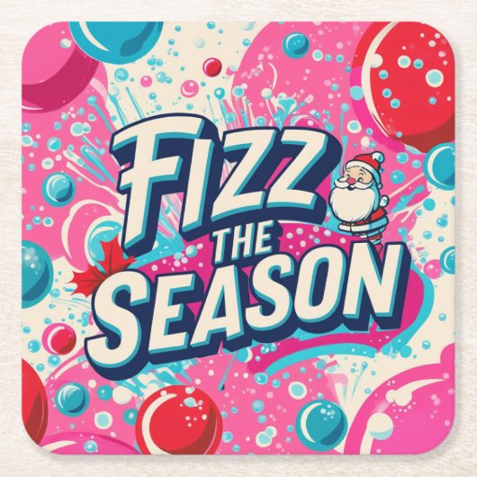 Fizz the Season Playful Christmas Coaster スクエアペーパーコースター (正面)