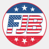 FJBおもしろいアンチジョーバイデン氏トランプ2024選挙 ラウンドシール (正面)