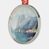 Fjord in Norway painting by Lev Lagorio メタルオーナメント (左)