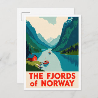 Fjords Norway Art vintage Travel ポストカード