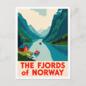 Fjords Norway Art vintage Travel ポストカード (正面)