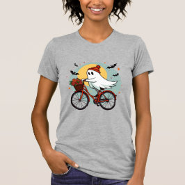 Fl魅力的付き自転車ハロウィンデザイン幽霊 Tシャツ