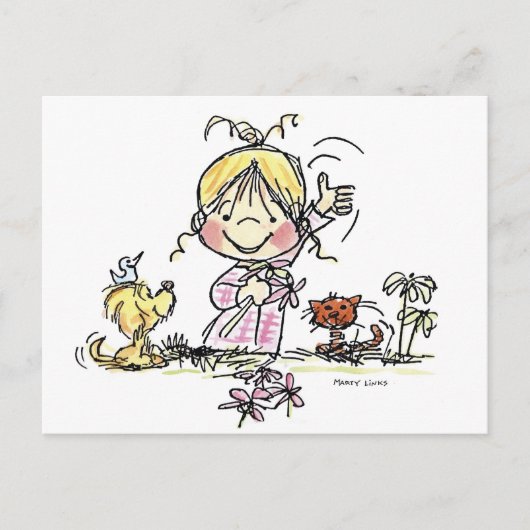 FL-001女の子の振ること ポストカード (正面)