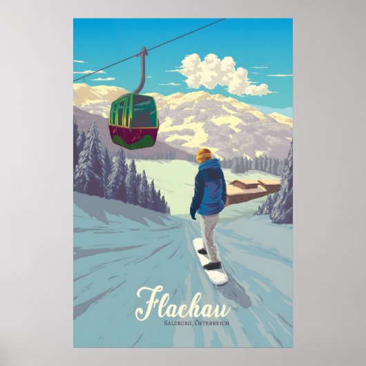 Flachau Snowboarding Travel Poster ポスター (正面)