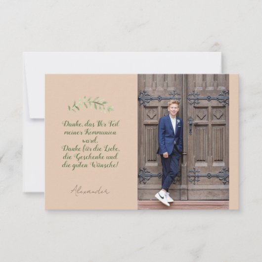 Flache Dankeskarte Kommunion Konfirmation retro サンキューカード (正面)