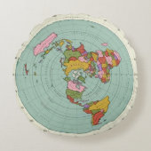Flache Erde Karte Kissen - Einzigartiges Dekorativ ラウンドクッション (正面)