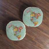 Flache Erde Karte Kissen - Einzigartiges Dekorativ ラウンドクッション