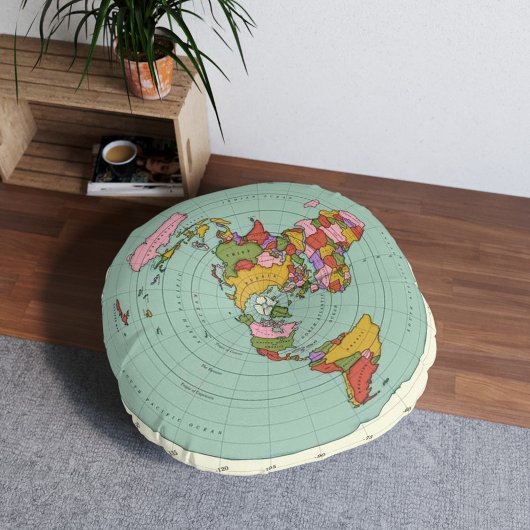 Flache Erde Karte Kissen - Einzigartiges Dekorativ ラウンドクッション