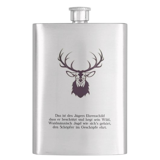 Flachmann mit Hirsch "Leitspruch" / Hip flask deer フラスク (正面)