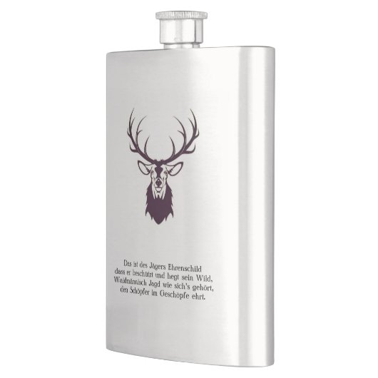 Flachmann mit Hirsch "Leitspruch" / Hip flask deer フラスク (左)