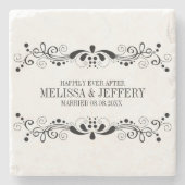 Flackフローラレースフレームカスタムウェディングギフト ストーンコースター (正面)