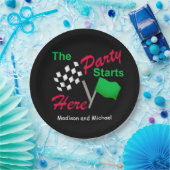 Flag市松模様にパーティーの開始お祝い ペーパープレート (パーティー)