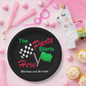 Flag市松模様にパーティーの開始お祝い ペーパープレート (パーティー)