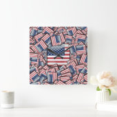 Flag_統一された_州_by_JAMColors スクエア壁時計 (ホーム)