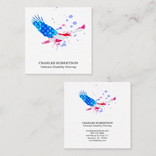 ** Flag American Eagle USA赤白青 スクエア名刺 (正面/裏面)