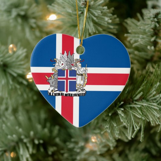 Flag and coat of arms of Iceland セラミックオーナメント (ツリー)