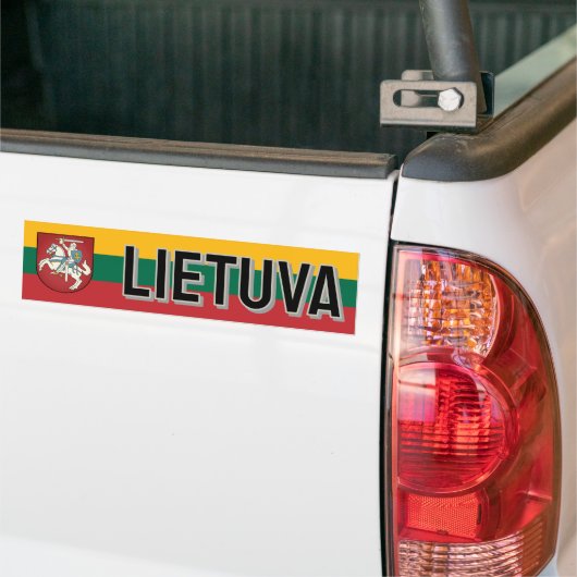 Flag and coat of arms of Lithuania バンパーステッカー (トラック上)
