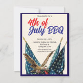 Flag and Eagle 4th of July BBQ Party 招待状 (正面)