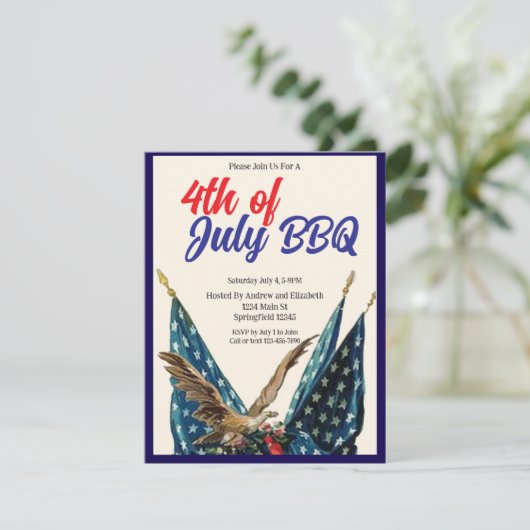 Flag and Eagle 4th of July BBQ Party 招待状 (スタンド正面)