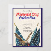 Flag and Eagle Patriotic Memorial Day Party 招待状 (正面)