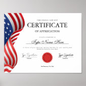 Flag Certificate of appreciation, recognition ポスター (正面)